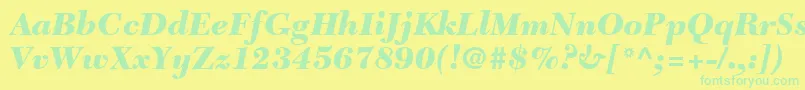 TycoonBlackSsiBlackItalic Font – Green Fonts on Yellow Background