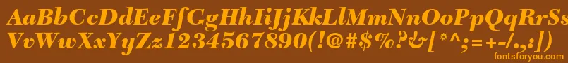 TycoonBlackSsiBlackItalic-fontti – oranssit fontit ruskealla taustalla