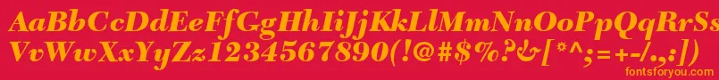 TycoonBlackSsiBlackItalic-Schriftart – Orangefarbene Schriften auf rotem Hintergrund