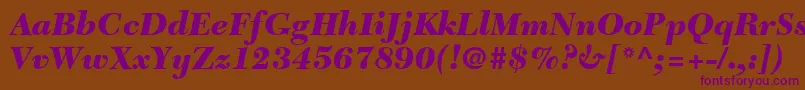 Czcionka TycoonBlackSsiBlackItalic – fioletowe czcionki na brązowym tle