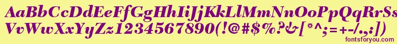 Шрифт TycoonBlackSsiBlackItalic – фиолетовые шрифты на жёлтом фоне