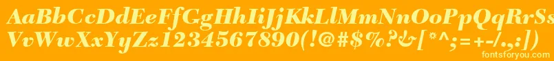 TycoonBlackSsiBlackItalic-Schriftart – Gelbe Schriften auf orangefarbenem Hintergrund