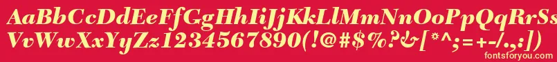 TycoonBlackSsiBlackItalic-fontti – keltaiset fontit punaisella taustalla