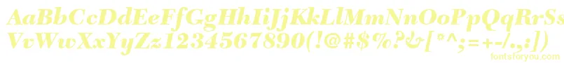TycoonBlackSsiBlackItalic-Schriftart – Gelbe Schriften auf weißem Hintergrund