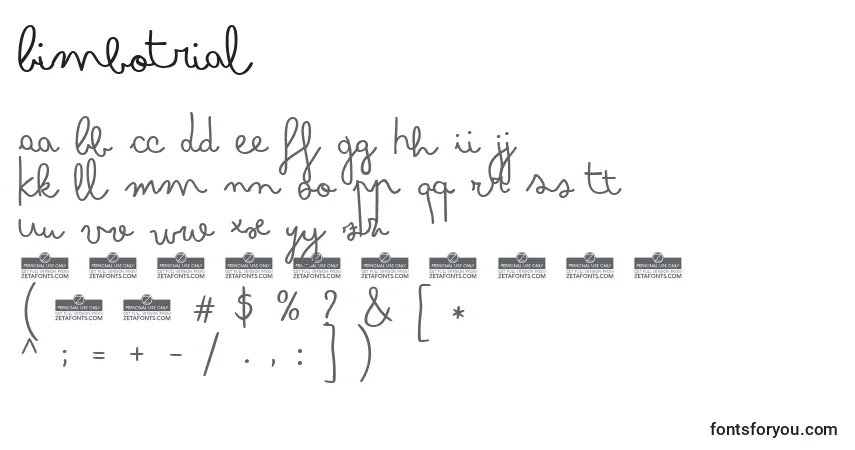 Schriftart BimboTrial – Alphabet, Zahlen, spezielle Symbole
