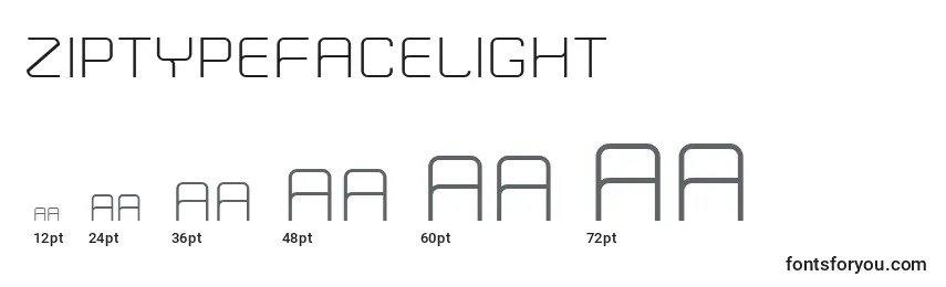 Размеры шрифта ZipTypefaceLight