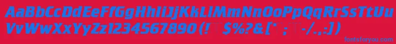 Czcionka CrilleeBoldItalicPlain – niebieskie czcionki na czerwonym tle