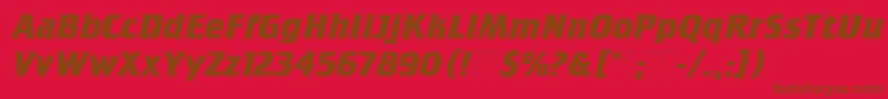 CrilleeBoldItalicPlain-fontti – ruskeat fontit punaisella taustalla