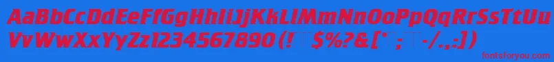 CrilleeBoldItalicPlain Font – Red Fonts on Blue Background