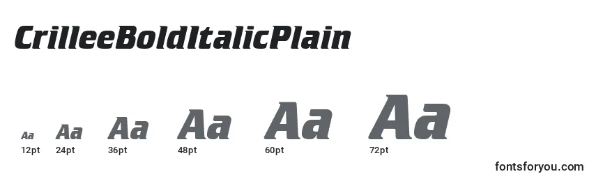 CrilleeBoldItalicPlain Font Sizes