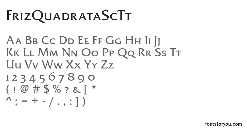 A fonte FrizQuadrataScTt – alfabeto, números, caracteres especiais