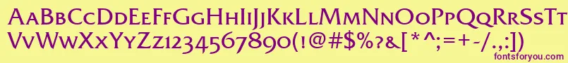 FrizQuadrataScTt Font – Purple Fonts on Yellow Background