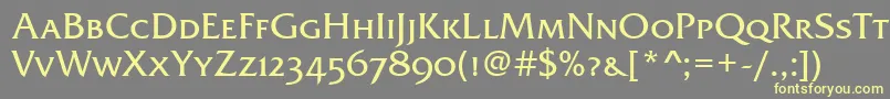 FrizQuadrataScTt-fontti – keltaiset fontit harmaalla taustalla