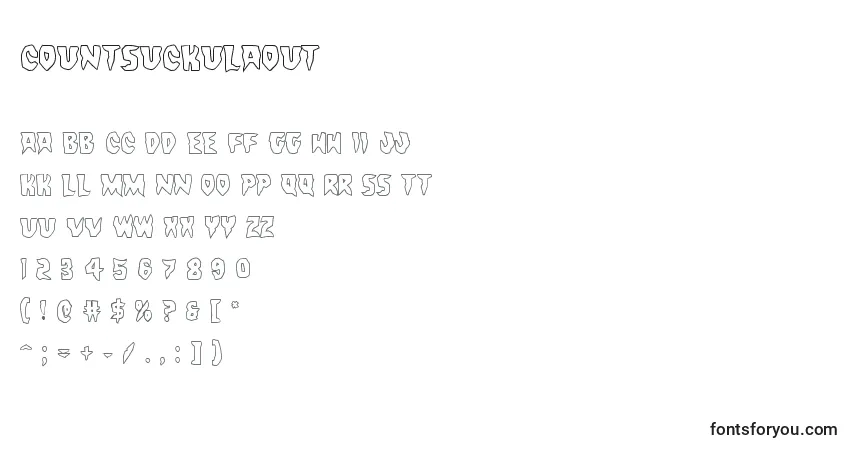 Schriftart Countsuckulaout – Alphabet, Zahlen, spezielle Symbole