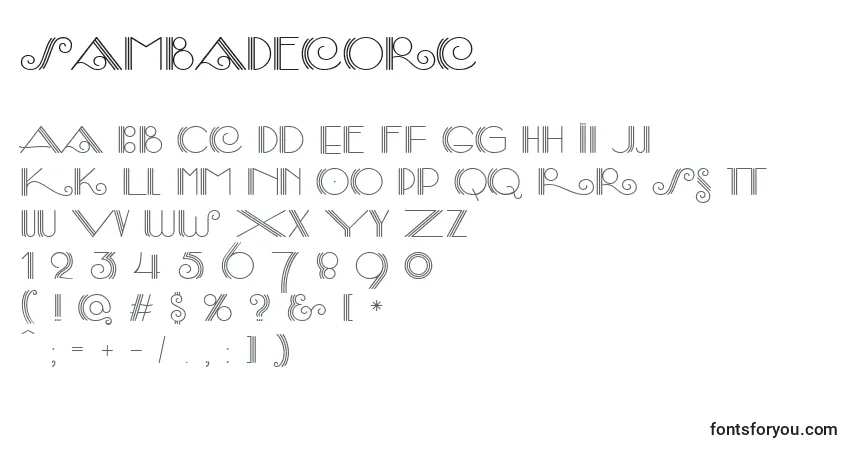 SambaDecorc Font – alphabet, numbers, special characters
