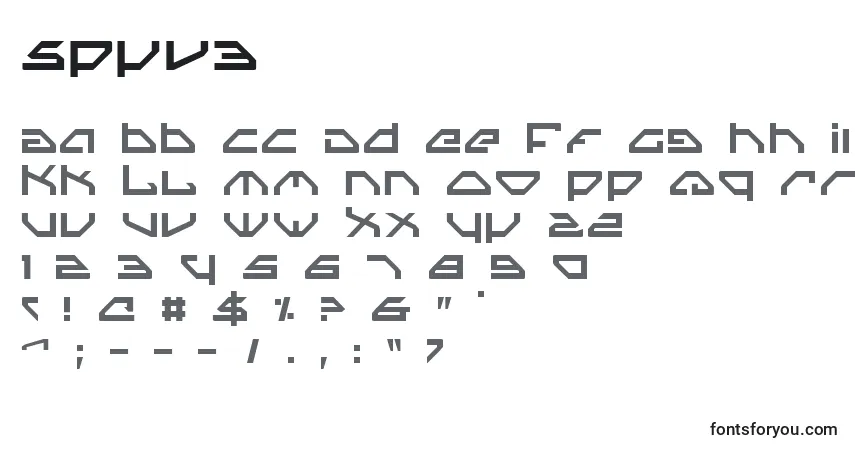 A fonte Spyv3 – alfabeto, números, caracteres especiais