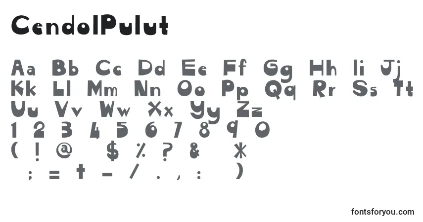 A fonte CendolPulut – alfabeto, números, caracteres especiais