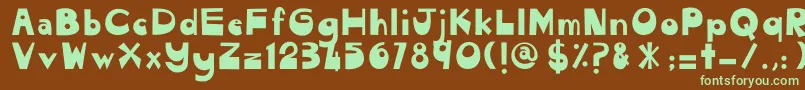 フォントCendolPulut – 緑色の文字が茶色の背景にあります。