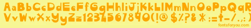 フォントCendolPulut – オレンジの文字が黄色の背景にあります。
