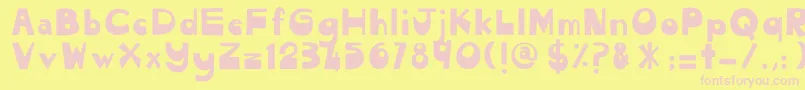 CendolPulut-fontti – vaaleanpunaiset fontit keltaisella taustalla