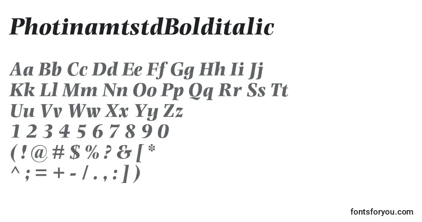 A fonte PhotinamtstdBolditalic – alfabeto, números, caracteres especiais