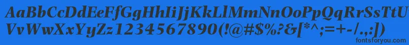 PhotinamtstdBolditalic-Schriftart – Schwarze Schriften auf blauem Hintergrund