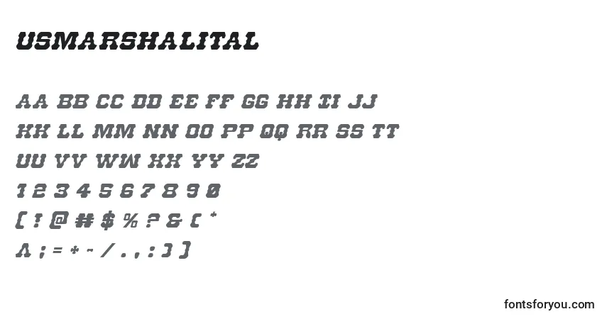Schriftart Usmarshalital – Alphabet, Zahlen, spezielle Symbole