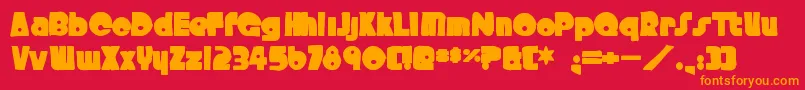 フォントCrystalradiokitink – 赤い背景にオレンジの文字