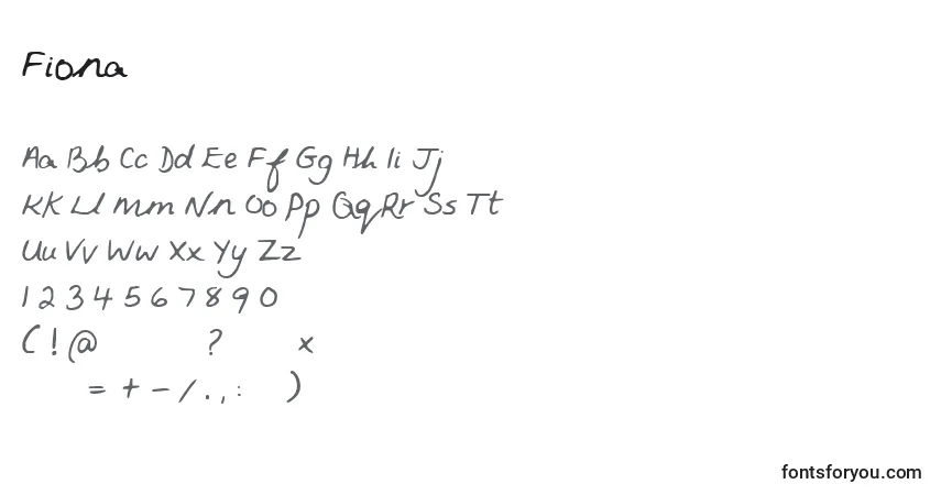 Шрифт Fiona – алфавит, цифры, специальные символы
