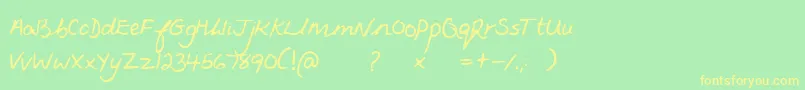 フォントFiona – 黄色の文字が緑の背景にあります