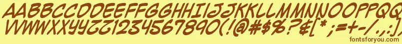 Fonte Mighzcb – fontes marrons em um fundo amarelo