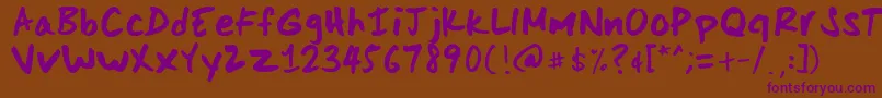 ScoderHand Font – Purple Fonts on Brown Background