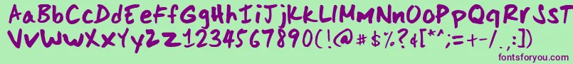ScoderHand Font – Purple Fonts on Green Background