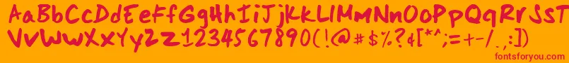ScoderHand Font – Red Fonts on Orange Background