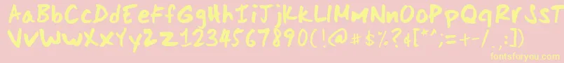 ScoderHand Font – Yellow Fonts on Pink Background