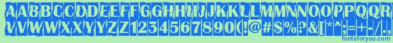 AAlbionicttlcmdc2cmbBold-Schriftart – Blaue Schriften auf grünem Hintergrund