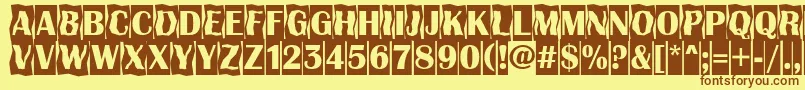 AAlbionicttlcmdc2cmbBold-Schriftart – Braune Schriften auf gelbem Hintergrund