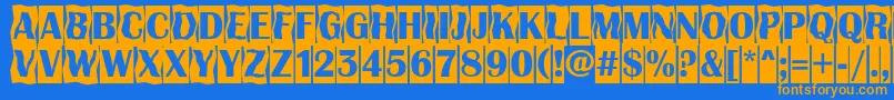 AAlbionicttlcmdc2cmbBold-Schriftart – Orangefarbene Schriften auf blauem Hintergrund