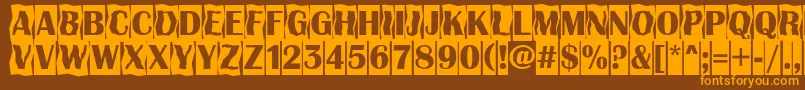 AAlbionicttlcmdc2cmbBold-Schriftart – Orangefarbene Schriften auf braunem Hintergrund