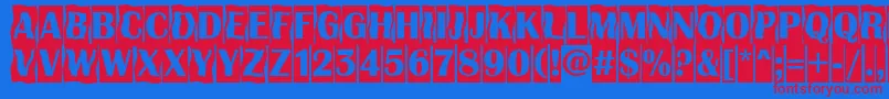 AAlbionicttlcmdc2cmbBold-Schriftart – Rote Schriften auf blauem Hintergrund