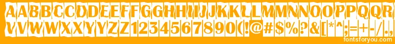 AAlbionicttlcmdc2cmbBold-Schriftart – Weiße Schriften auf orangefarbenem Hintergrund