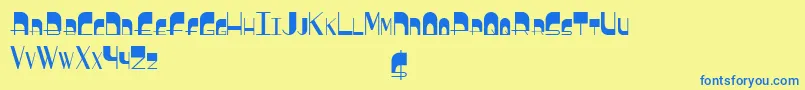 Boldyhead-Schriftart – Blaue Schriften auf gelbem Hintergrund