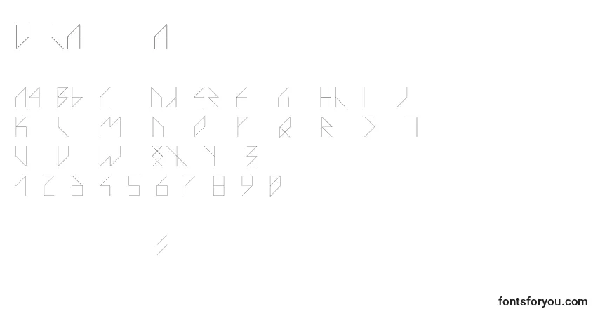 A fonte VsLazorracor – alfabeto, números, caracteres especiais