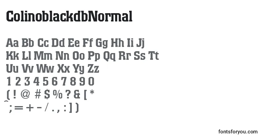 Czcionka ColinoblackdbNormal – alfabet, cyfry, specjalne znaki