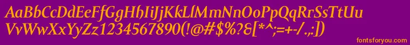 AmorSerifProBoldItalic Font – Orange Fonts on Purple Background