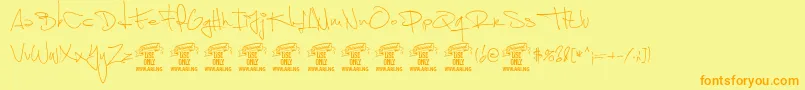 ShimestwoPersonal Font – Orange Fonts on Yellow Background