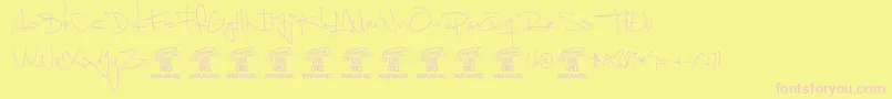 ShimestwoPersonal-Schriftart – Rosa Schriften auf gelbem Hintergrund