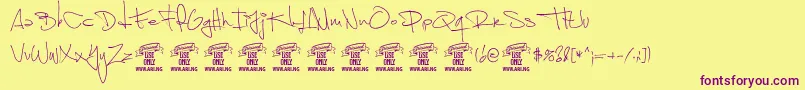 ShimestwoPersonal Font – Purple Fonts on Yellow Background
