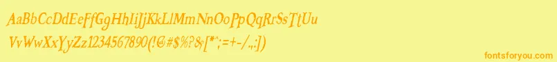 BooterZeroFive-Schriftart – Orangefarbene Schriften auf gelbem Hintergrund