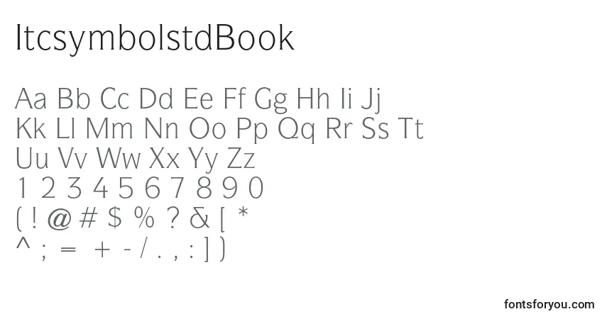 A fonte ItcsymbolstdBook – alfabeto, números, caracteres especiais
